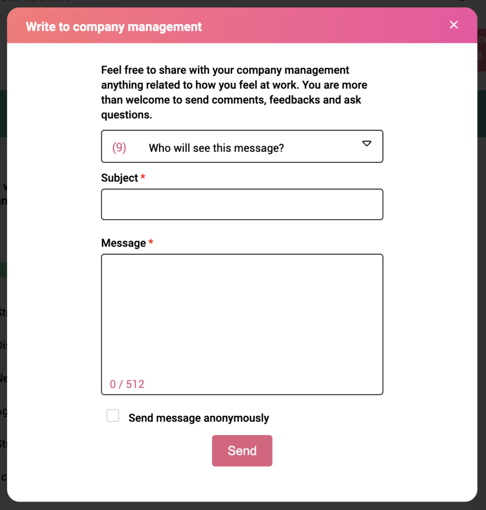 Screenshot of Write to management functionality from the HeartCount app