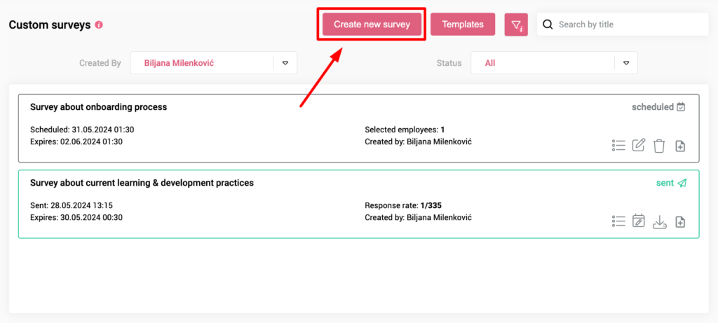 Screenshot of Custom survey functionality from the HeartCount app