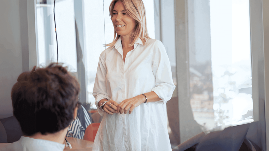 Photo of Tijana Andjelic, CEO at HeartCount, having one-on-one meeting with an employee