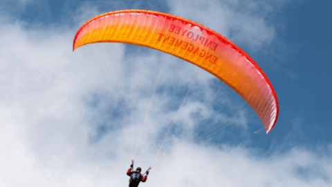 A person skydiving symbolizing employee engagement