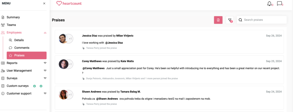 HeartCount’s employee recognition platform