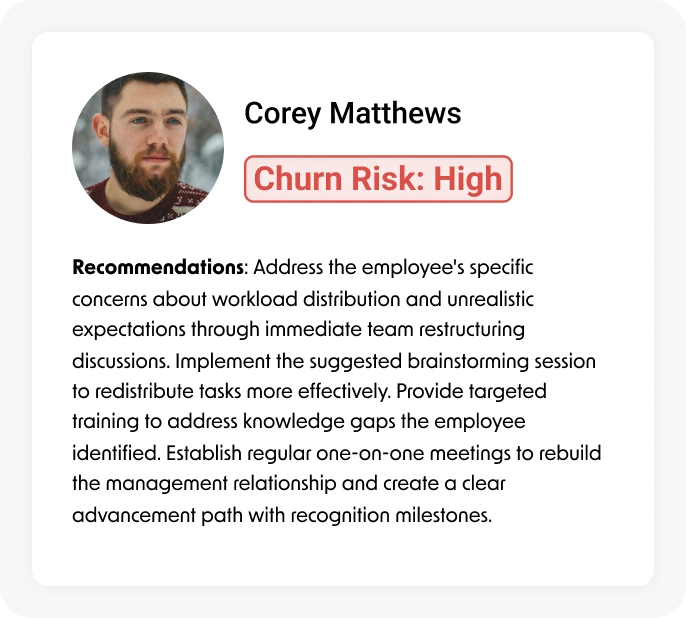 Churn Risk prediction and AI recommendations in HeartCount