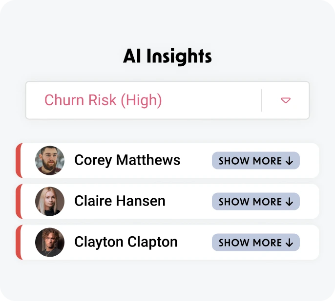 AI insights and employees with high churn risk in HeartCount