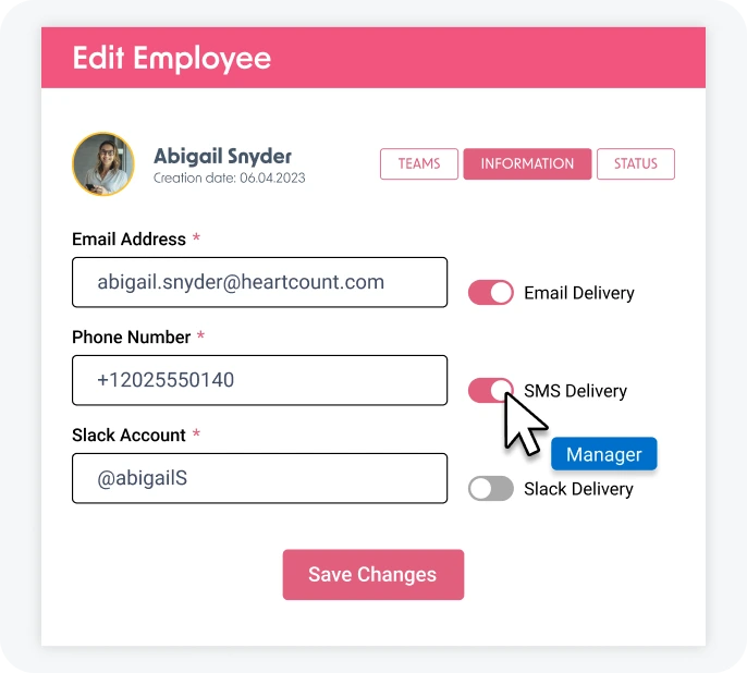 Pulse Check SMS Delivery in HeartCount