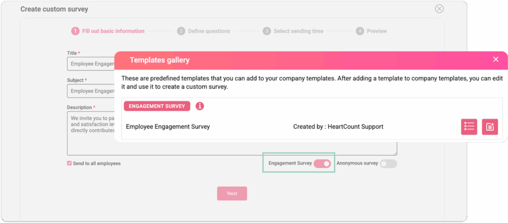 Annual Employee Engagement Survey in Custom Surveys
