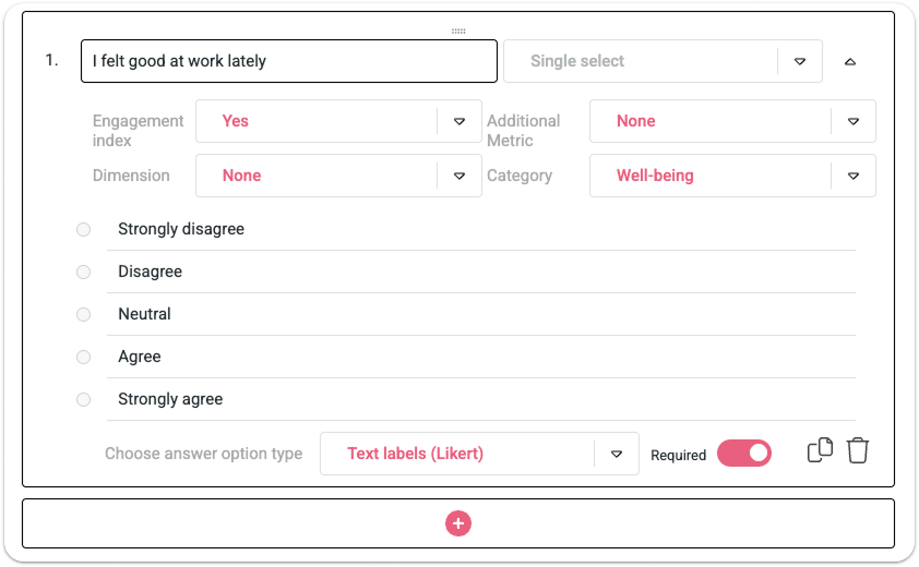 Create custom questions in employee engagement survey in HeartCount