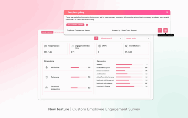 HeartCount feature: Custom Employee Engagement Survey