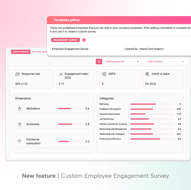 HeartCount feature: Custom Employee Engagement Survey