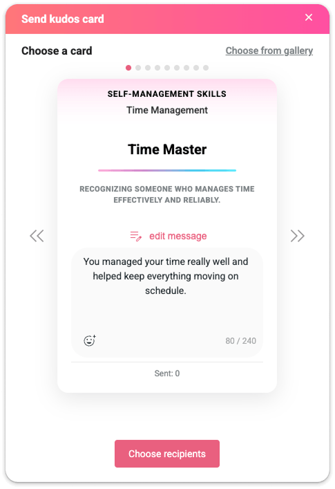 Send Kudos Cards modal