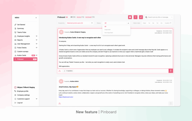 Pinboard feature in HeartCount - Cover image