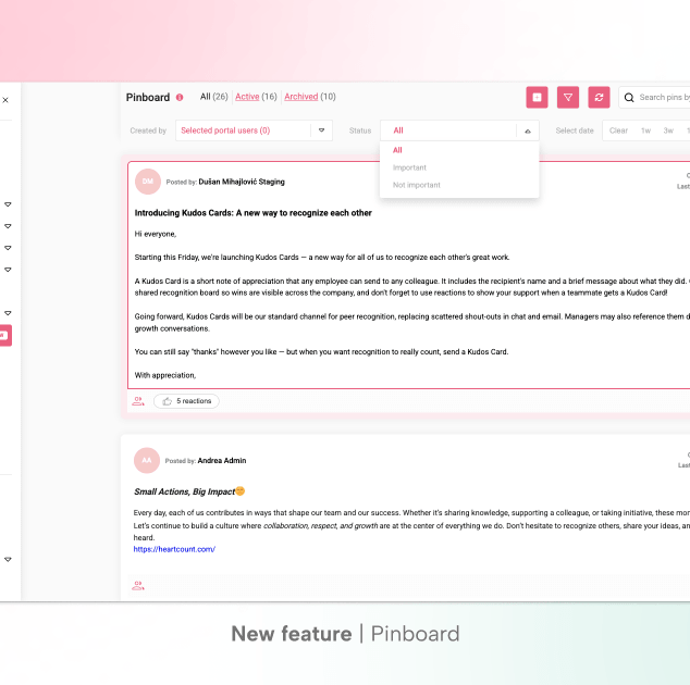 Pinboard feature in HeartCount - Cover image