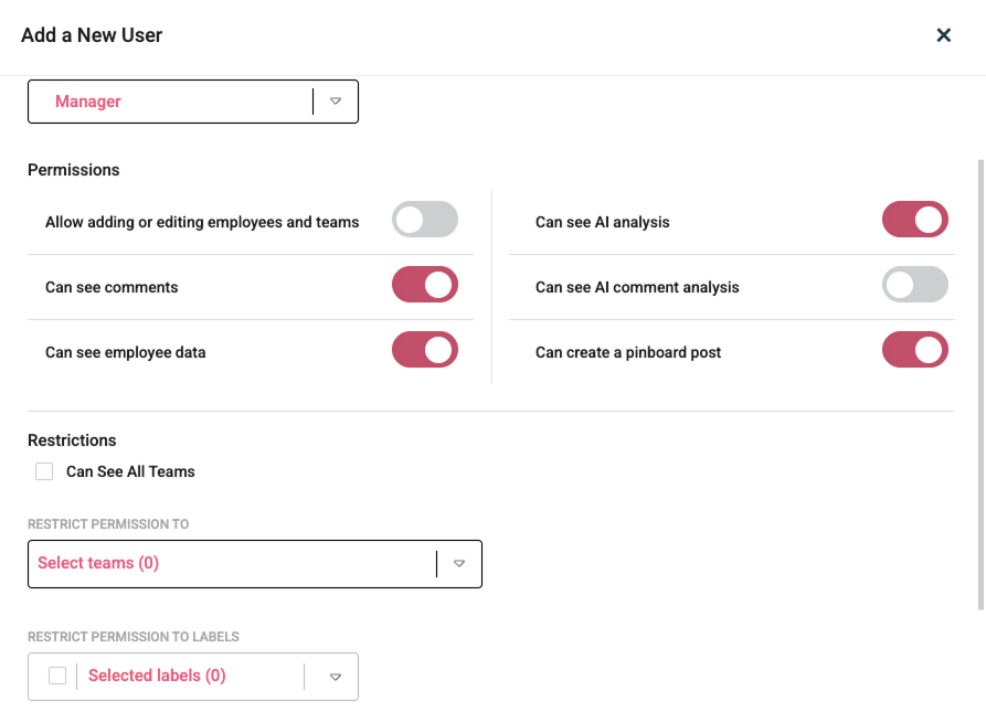 Custom permissions for Managers